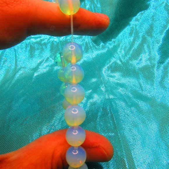 Opalite 10mm Round 7" Stretchy Gemstone Bracelet - Picture 3 of 3